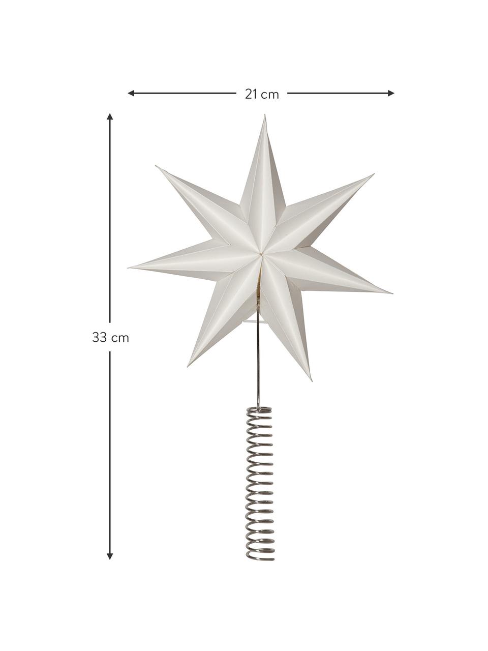 Kerstboom piek Star Isa, H 33 cm, Papier, metaal, Gebroken wit, B 21 cm x H 33 cm