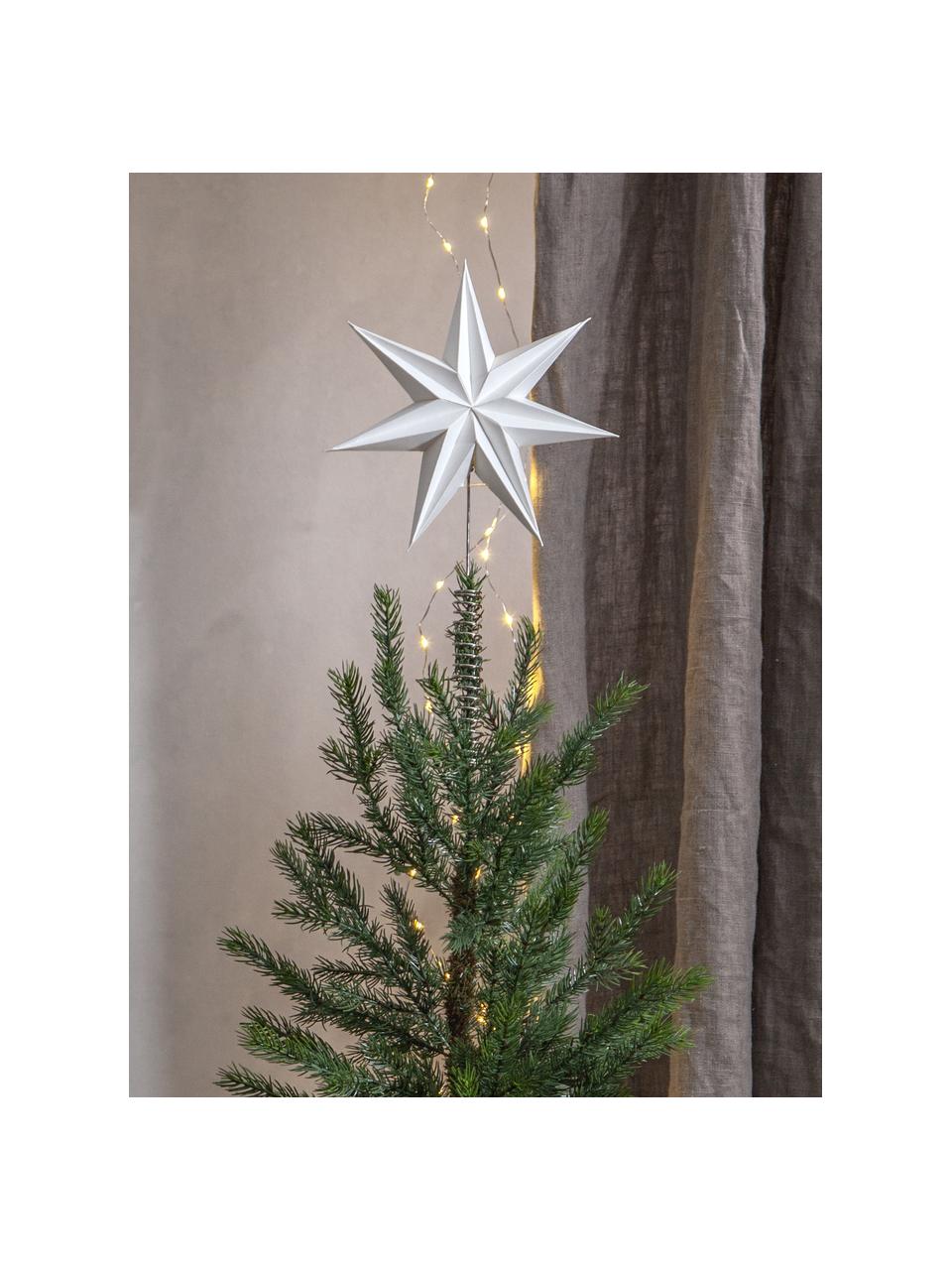 Kerstboom piek Star Isa, H 33 cm, Papier, metaal, Gebroken wit, B 21 cm x H 33 cm