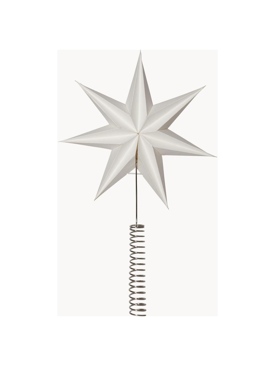 Cime de sapin de Noël Star Isa, haut. 33 cm, Papier, métal, Blanc cassé, larg. 21 x haut. 33 cm