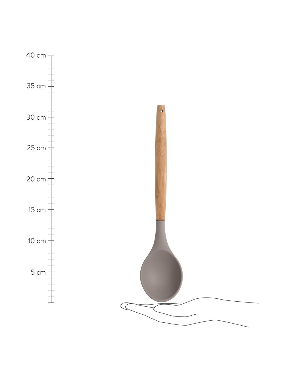 Kooklepel Silico, Kunststof, hout, Grijs, helder hout, L 32 cm