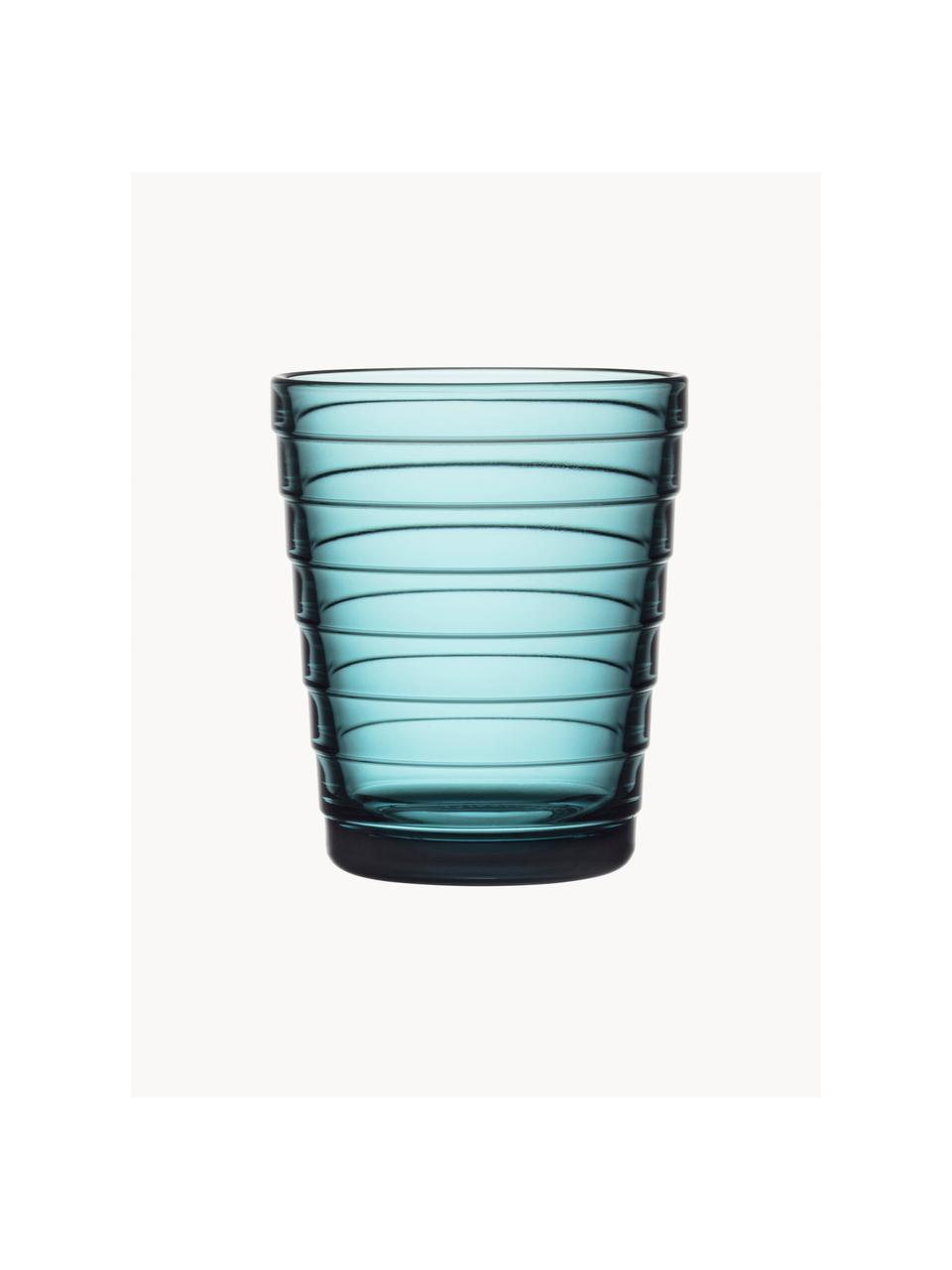 Szklanka Aino Aalto, 2 szt., Szkło, Turkusowy, transparentny, Ø 7 x W 9 cm, 220 ml