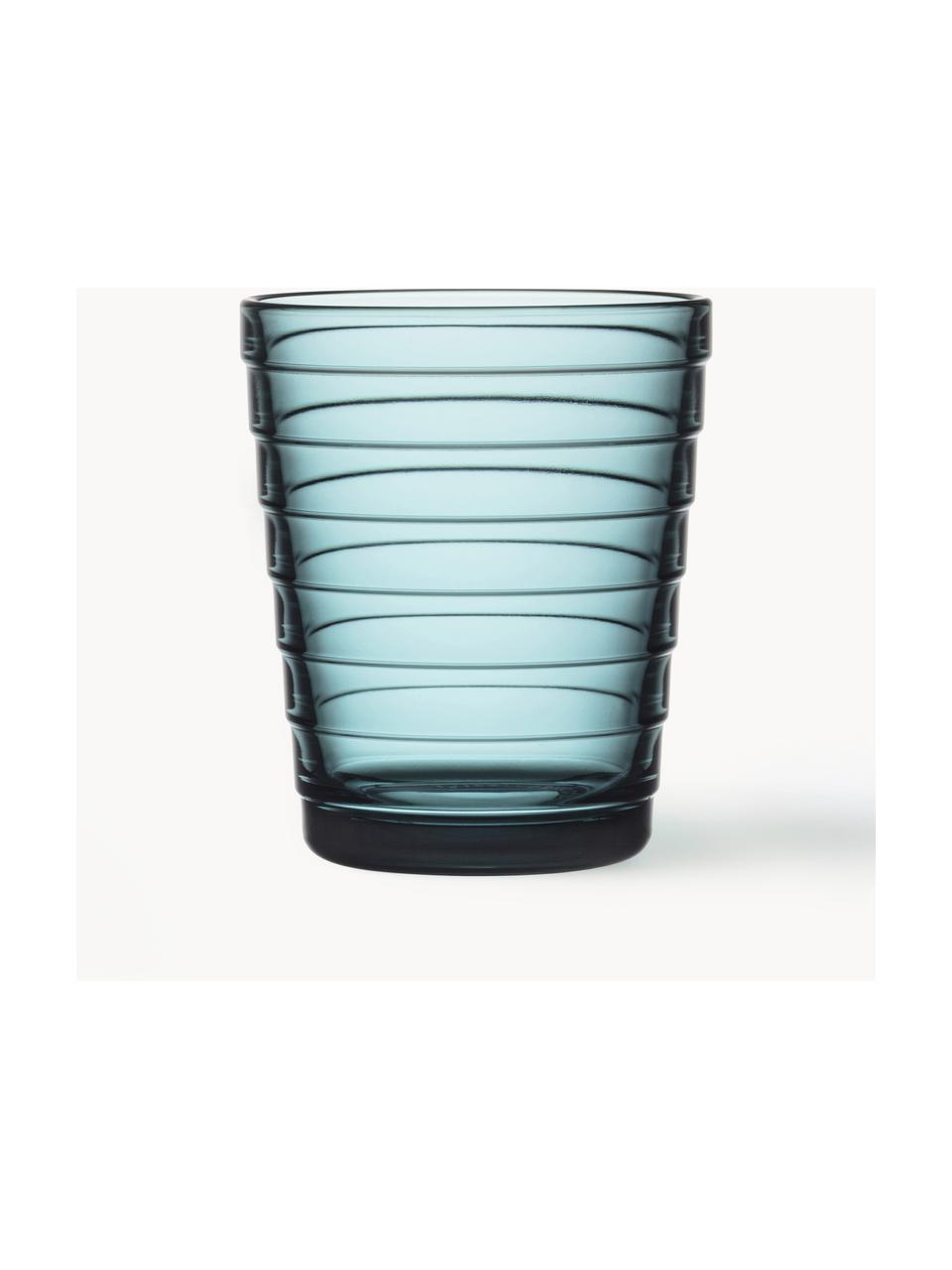 Szklanka Aino Aalto, 2 szt., Szkło, Turkusowy, transparentny, Ø 7 x W 9 cm, 220 ml