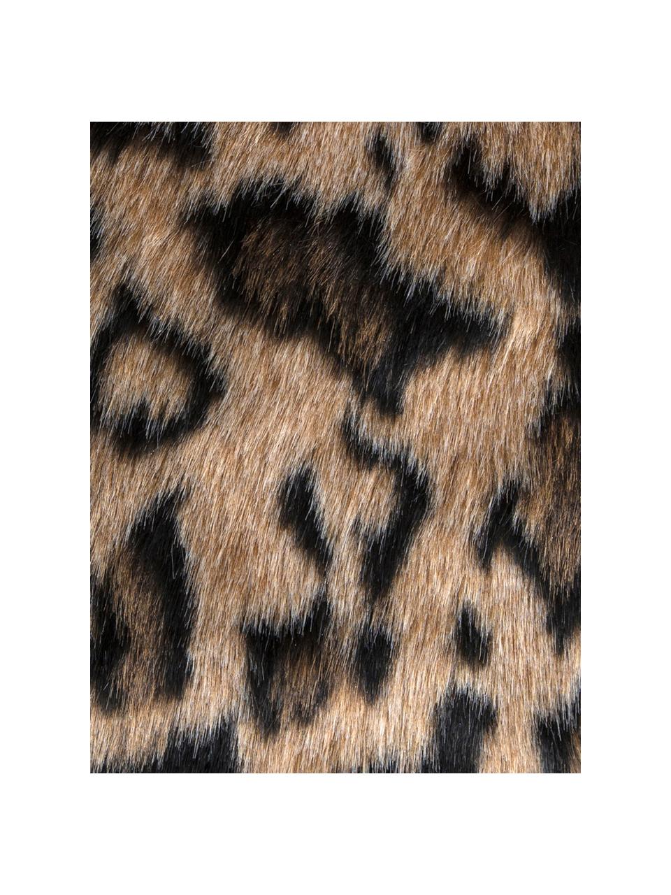 Funda de cojín de piel de leopardo sintética Leo, Parte delantera: 60% poliacrílico, 40% pol, Parte trasera: terciopelo de poliéster, Marrón, negro, An 40 x L 40 cm