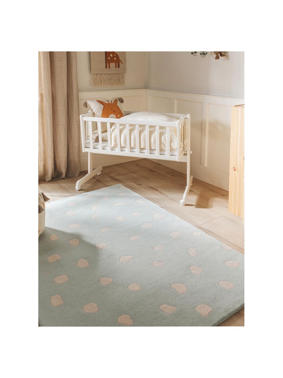 Alfombra infantil artesanal de lana Savannah, Verde salvia, beige claro, An 120 x L 170 cm (Tamaño S)