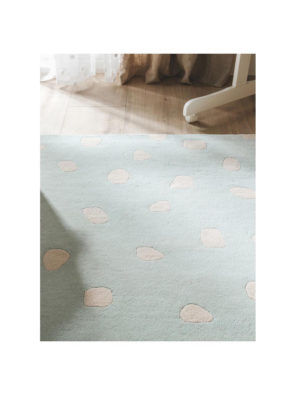 Ručne tuftovaný detský vlnený koberec Savannah, Šalviová, svetlobéžová, Ø 120 x V 170 cm (veľkosť XL)