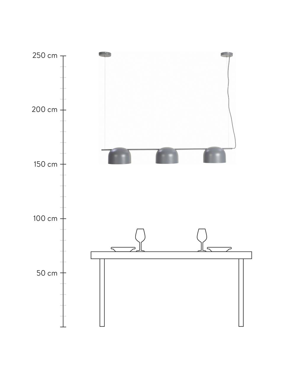 Große Pendelleuchte Joel, Lampenschirm: Metall, pulverbeschichtet, Baldachin: Metall, pulverbeschichtet, Grau, B 127 x H 15 cm