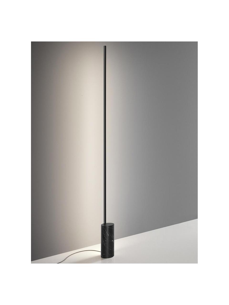 Lampada da terra a LED con base in marmo e luce regolabile Hilow Line, Struttura: metallo rivestito, Nero marmorizzato, Alt. 207 cm