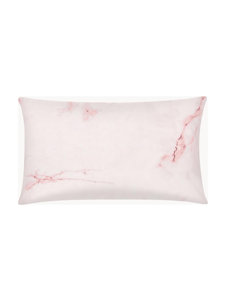 Taie d'oreiller 50x70 percale Malin, 2 pièces, Endroit : imprimé marbré, rose Envers : rose, uni, 50 x 70 cm