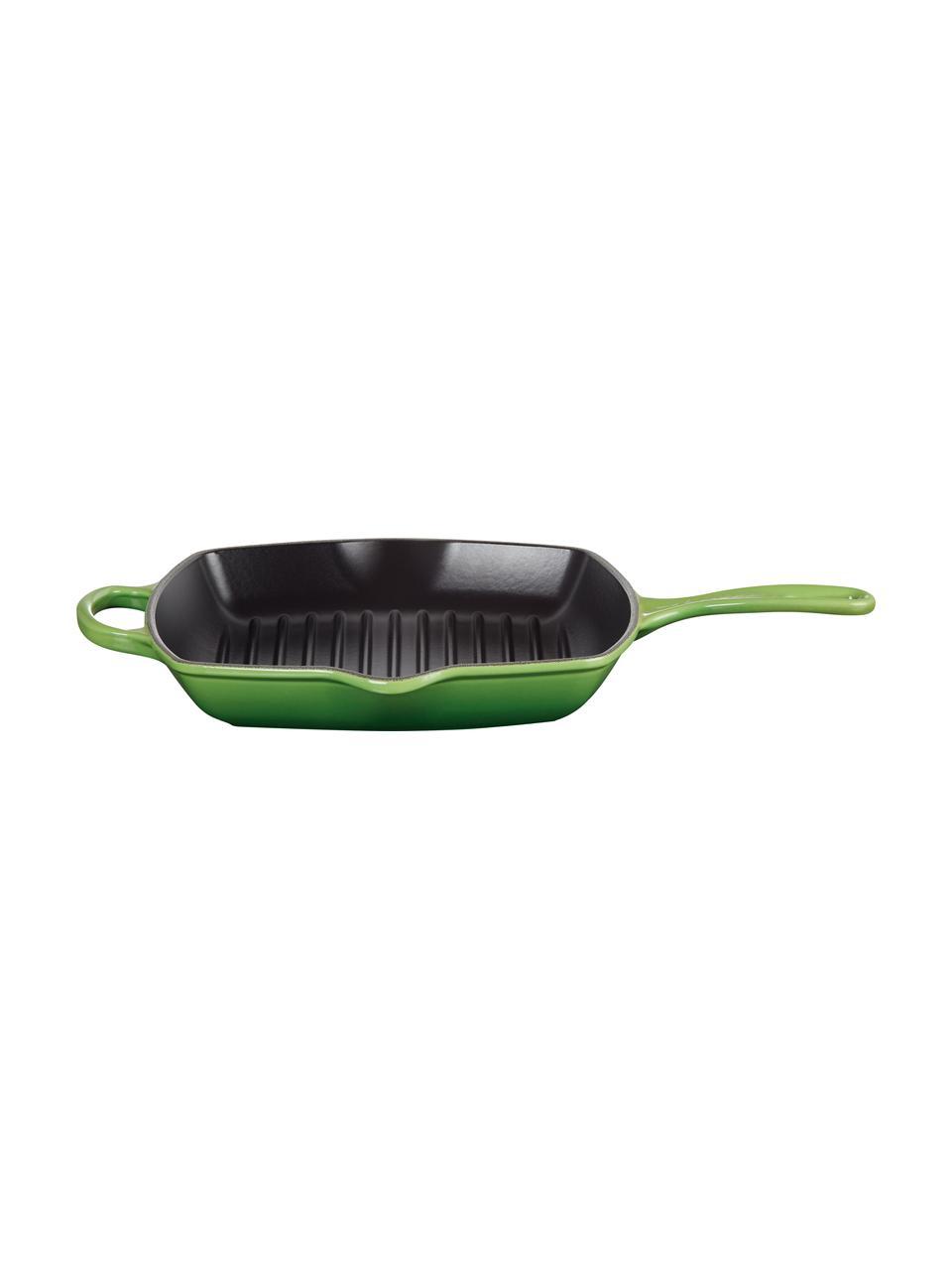 Quadratische Grillpfanne Signature Collection aus Gusseisen mit Rillenstruktur, Gusseisen, emailliert, Grüntöne, B 44 x H 5 cm