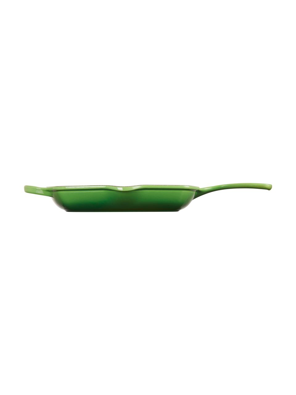 Čtvercová grilovací pánev s rýhovanou strukturou z litiny Signature Collection, Smaltovaná litina, Odstíny zelené, Š 44 cm, V 5 cm
