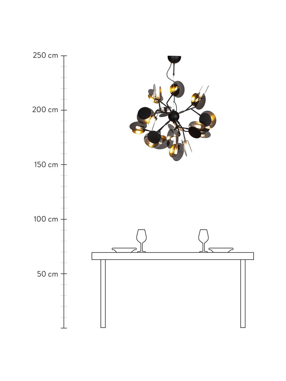 Grande suspension avec disques diffuseurs Turno, Noir, Ø 80 cm