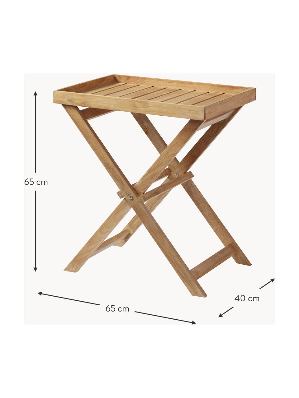 Table de jardin pliante en teck Tray, Bois de teck, Bois de teck, larg. 65 x prof. 40 cm