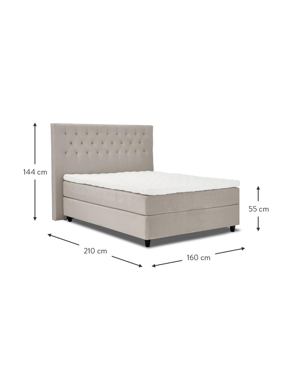 Cama continental de terciopelo Premium Phoebe, Patas: madera maciza de abedul, , Terciopelo beige, 200 x 200 cm, dureza 3