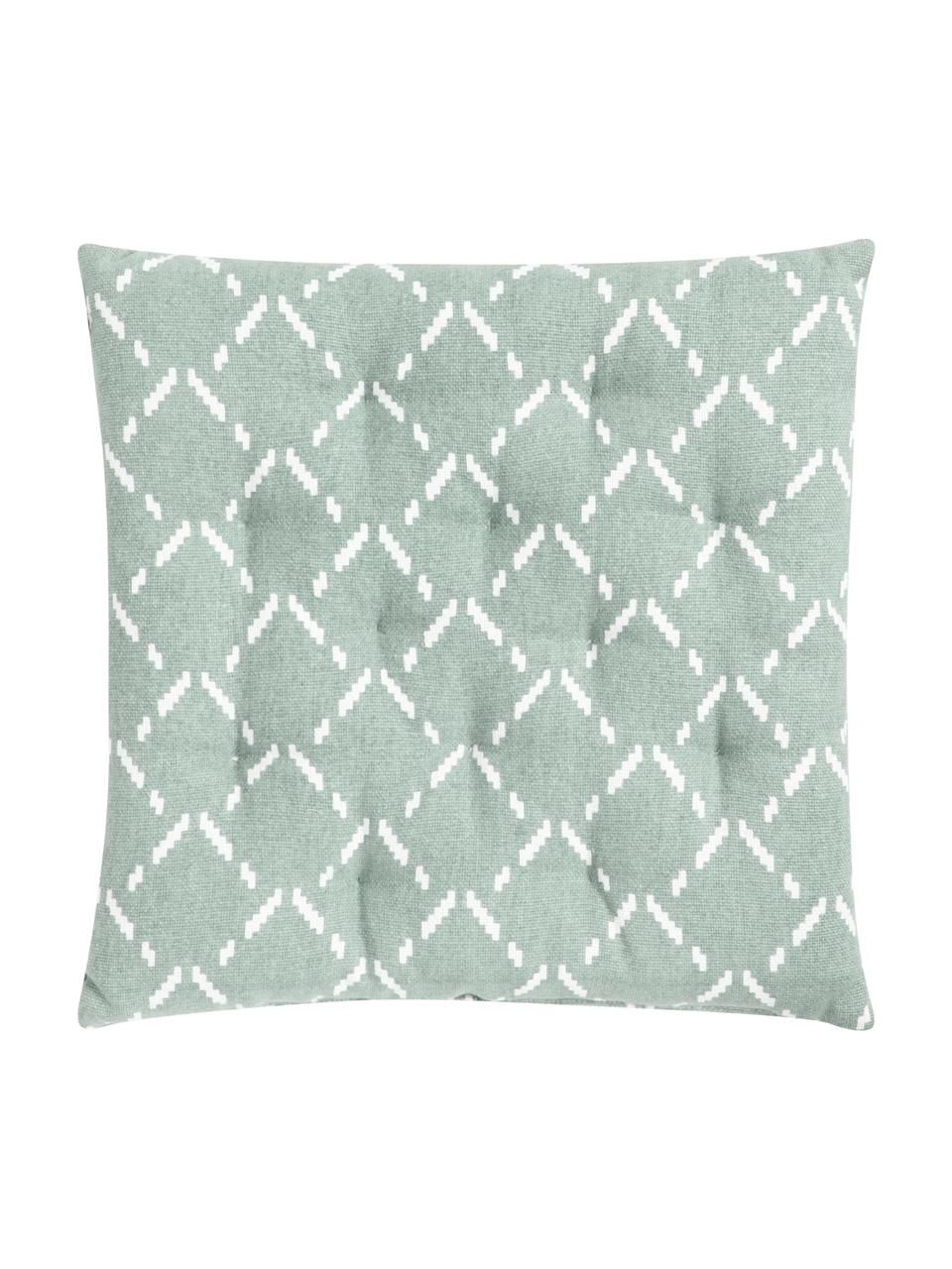 Coussin de chaise Cuba Graphic, Menthe, blanc cassé