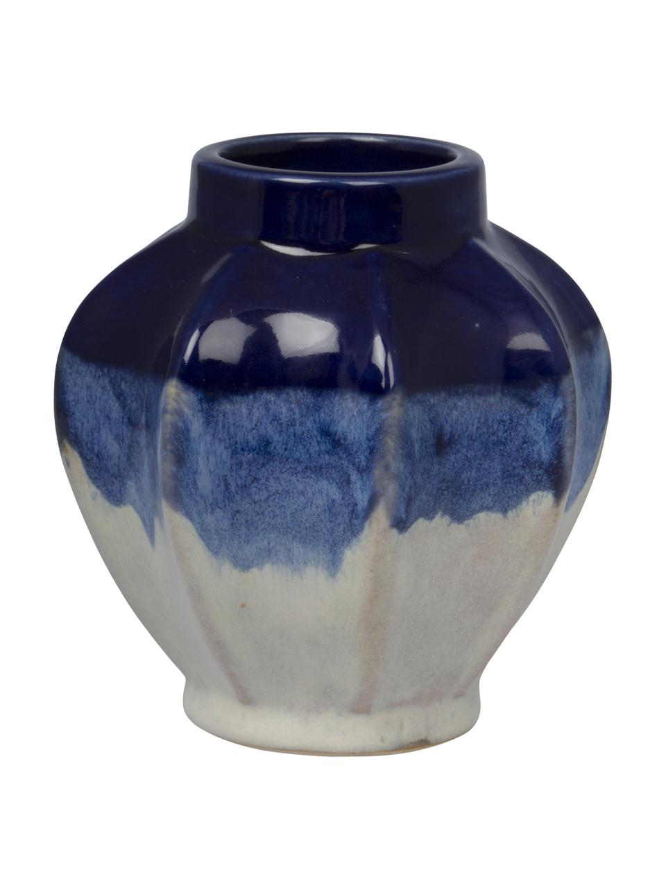 Vase en grès cérame Bora, Tons bleus, blanc cassé