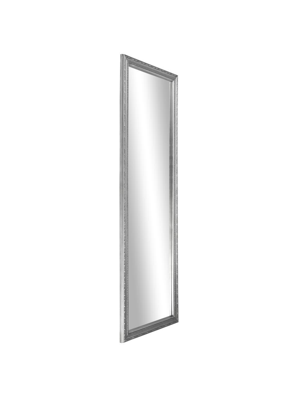 Barokke wandspiegel Muriel, Lijst: massief hout, gecoat, Zilverkleurig, B 50 x H 150 cm