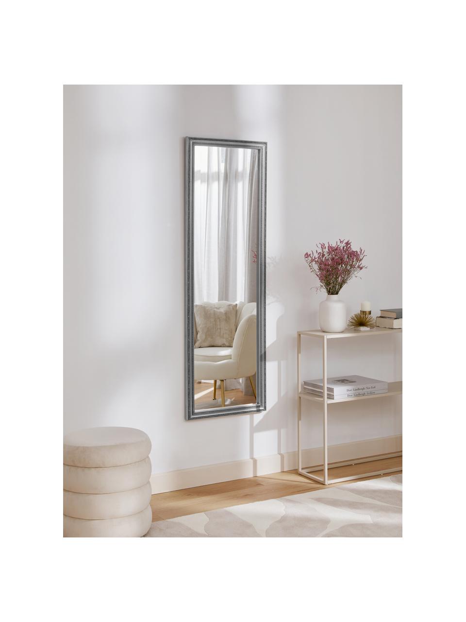 Barokke wandspiegel Muriel, Lijst: massief hout, gecoat, Zilverkleurig, B 50 x H 150 cm