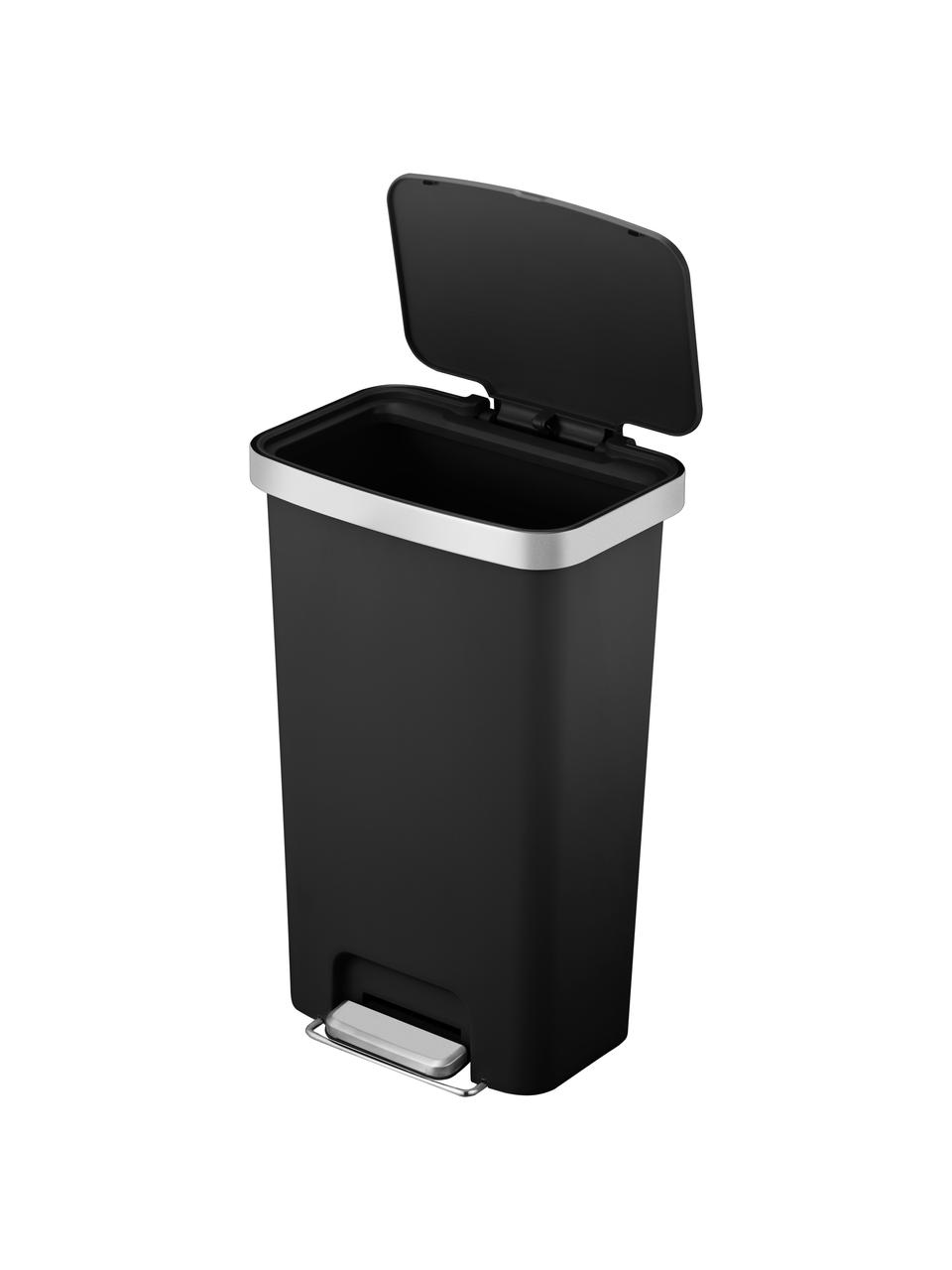 Pattumiera con ruote integrate Hana, 45 L, Plastica, Nero opaco, Larg. 41 x Alt. 65 cm, 45 L