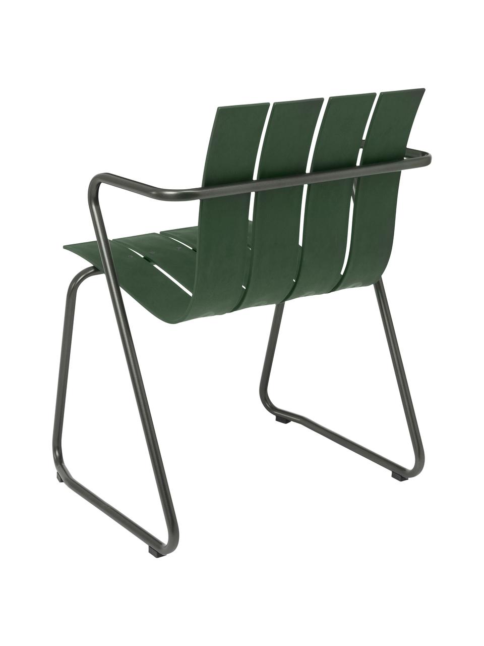 Ručně vyrobená zahradní židle s područkami Ocean, Tmavě zelená, černá, Š 60 cm, H 56 cm