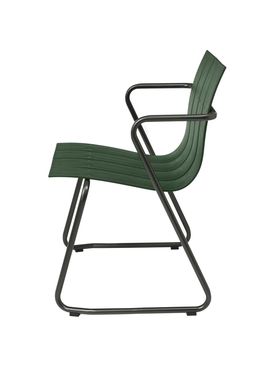 Chaise de jardin à accoudoirs artisanale Ocean, Vert foncé, noir, larg. 60 x prof. 56 cm
