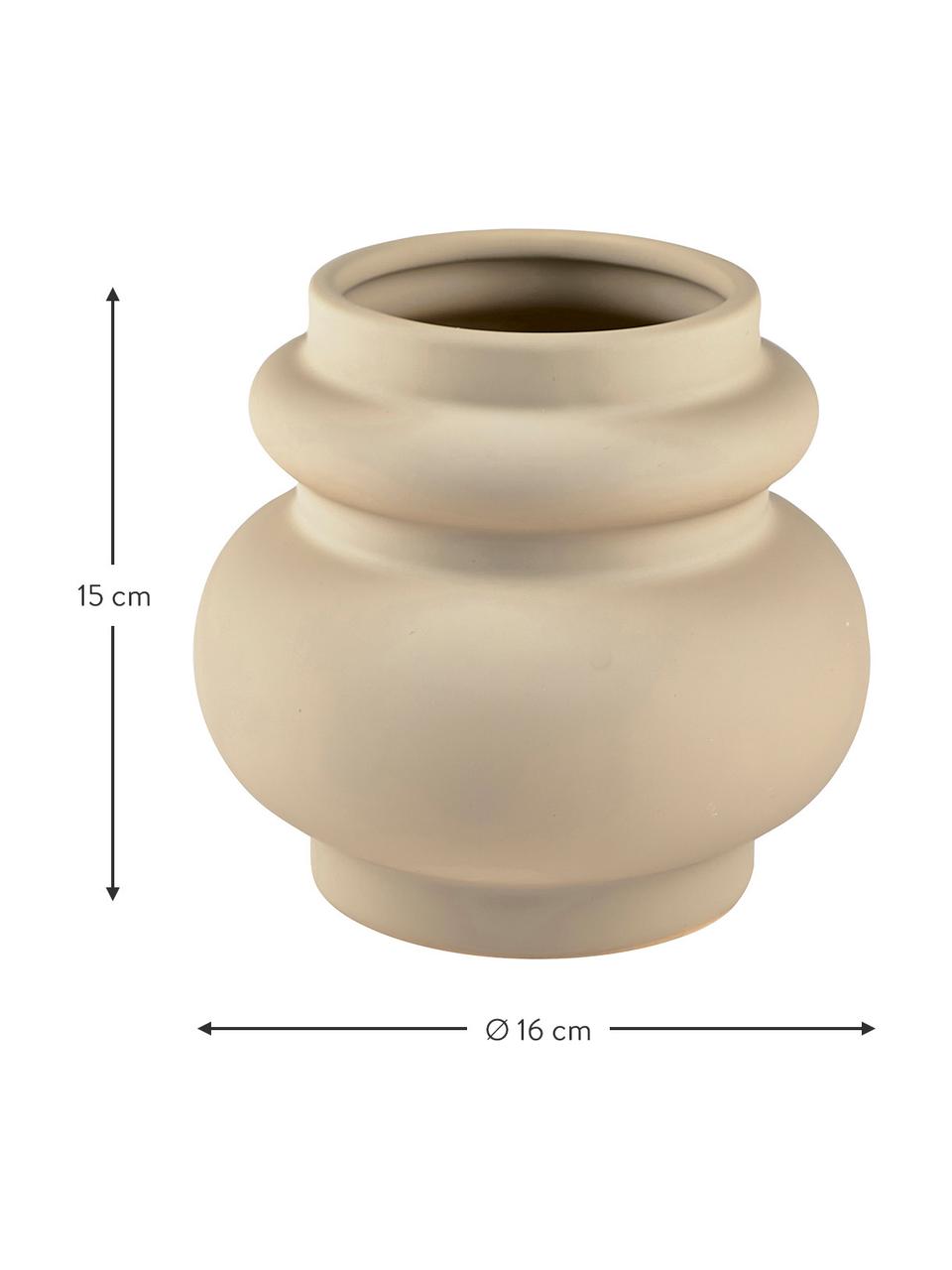 Design-Vase Vilde aus Steingut, Steingut, Sandfarben, Ø 16 x H 15 cm