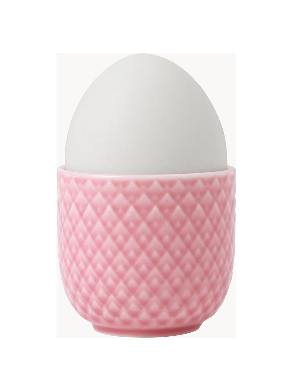 Kieliszek na jajka z porcelany Rhombe, 4 szt., Porcelana, Blady różowy, Ø 5 x W 5 cm