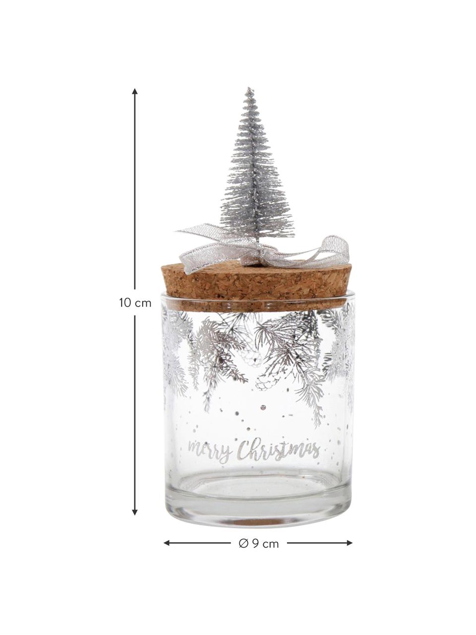Aufbewahrungsdosen-Set Noel, 3-tlg., Deckel: Kork, Transparent, Braun, Silberfarben, Ø 9 x H 10 cm