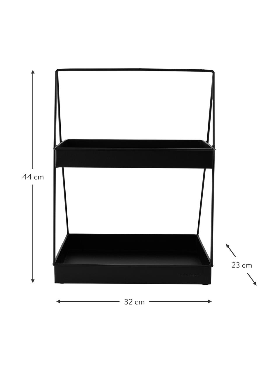 Dienblad Shelly in zwart, Gecoat aluminium, Zwart, B 32 x H 44 cm