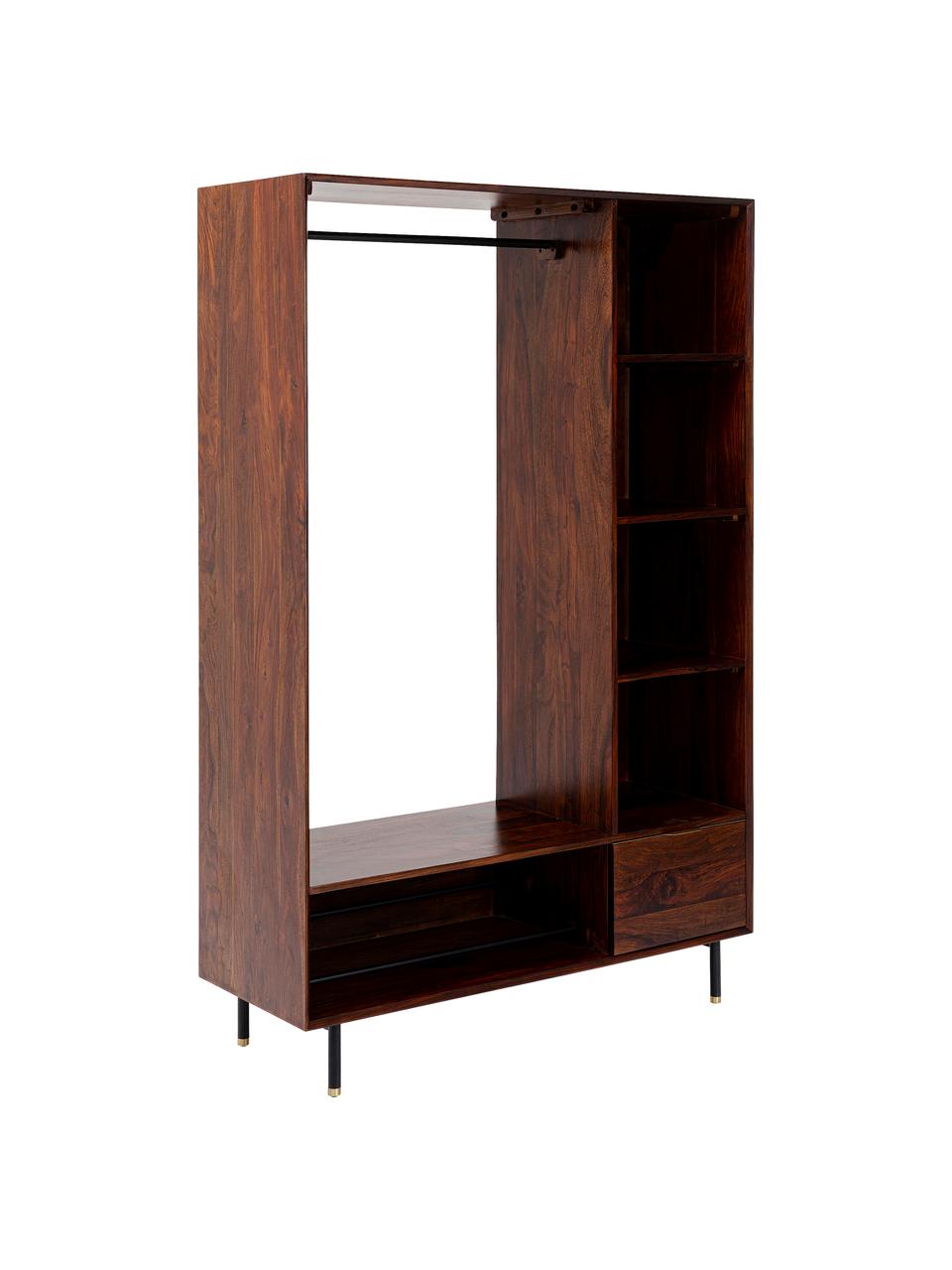 Offener Kleiderschrank Ravello aus Massivholz, Korpus: Sheeshamholz, massiv, lac, Braun, 120 x 185 cm