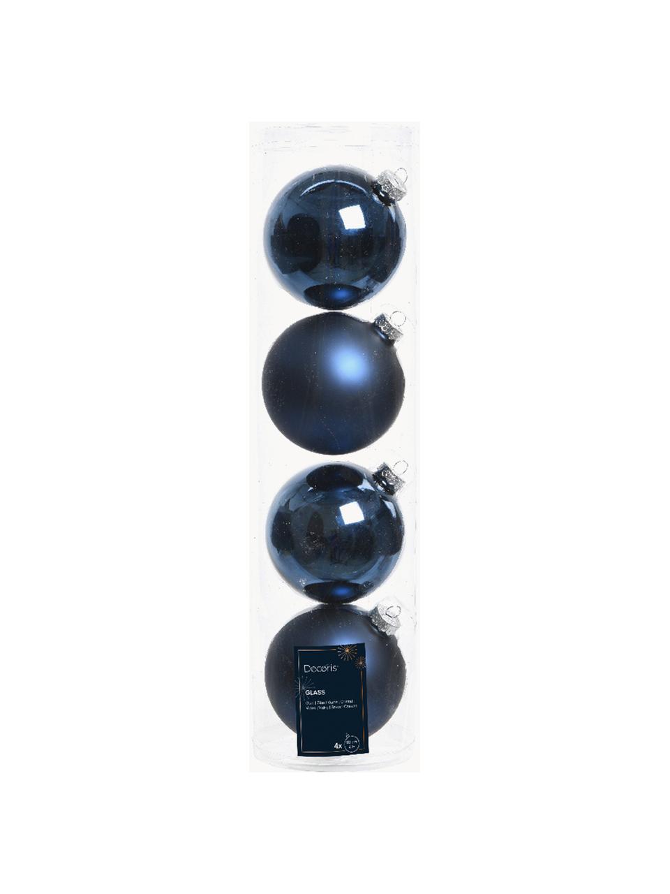Bolas de Navidad Evergreen, tamaños diferentes, Azul oscuro, Ø 10 cm, 4 uds.