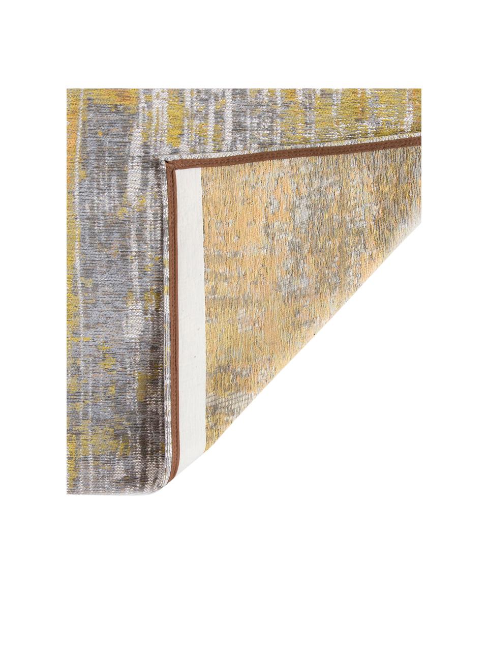 Tappeto di design Streaks, Retro: misto cotone, rivestito i, Giallo, grigio, Larg. 80 x Lung. 150 cm (taglia XS)