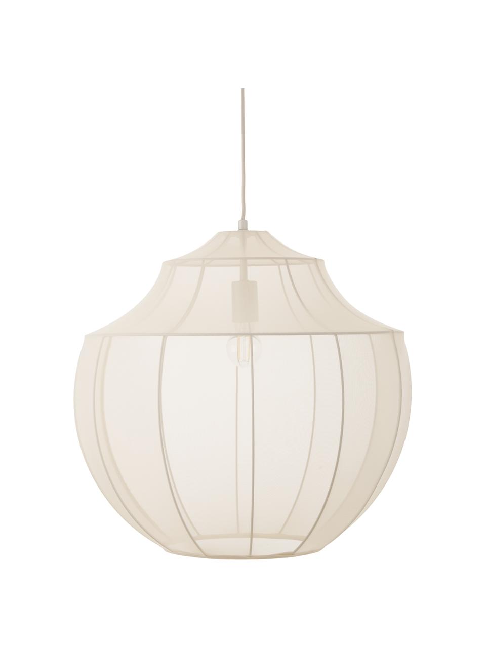 Lampada a sospensione in tessuto intrecciato Beau, Paralume: tessuto, Struttura: metallo verniciato a polv, Baldacchino: metallo verniciato a polv, Bianco crema, Ø 52 x Alt. 52 cm