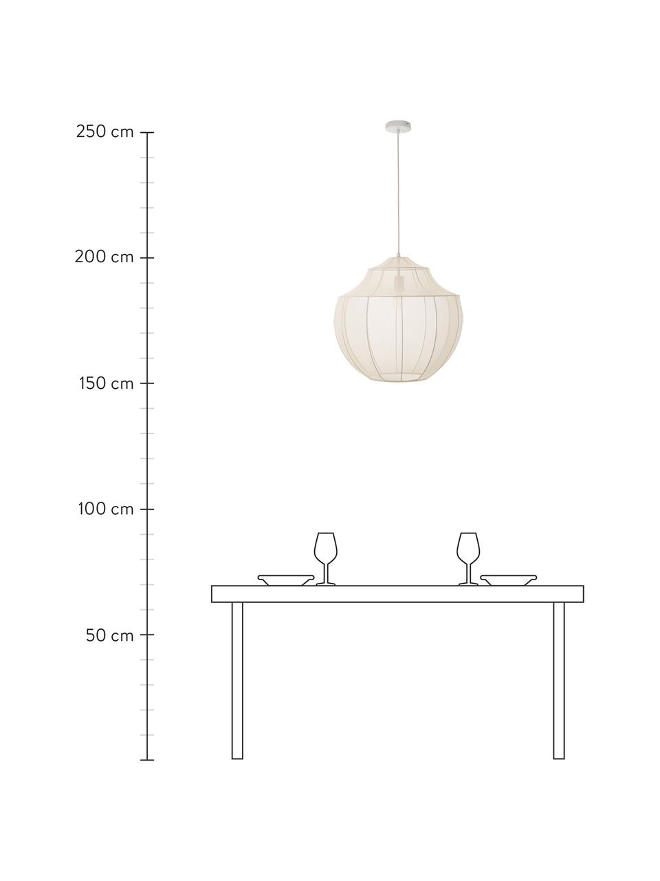 Lampada a sospensione in tessuto intrecciato Beau, Paralume: tessuto, Struttura: metallo verniciato a polv, Baldacchino: metallo verniciato a polv, Bianco crema, Ø 52 x Alt. 52 cm
