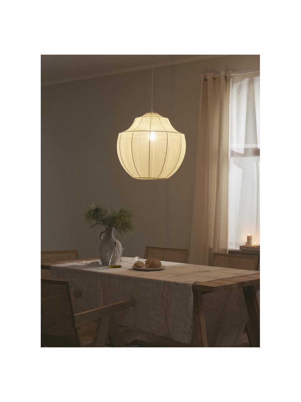 Pendelleuchte Beau aus Netzstoff, Lampenschirm: Textil, Baldachin: Metall, pulverbeschichtet, Hellbeige, Ø 52 x H 52 cm