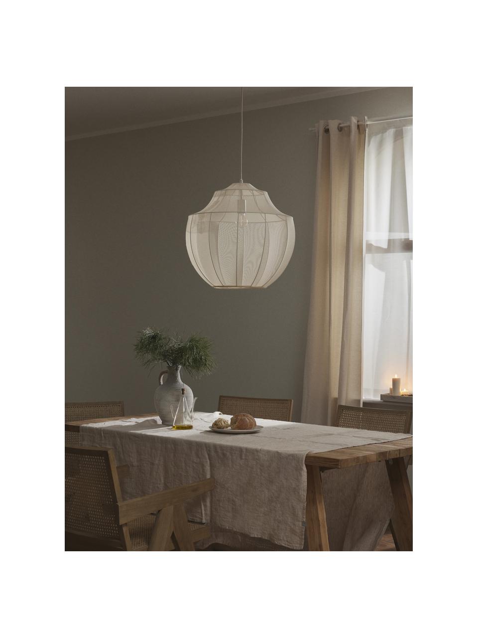 Pendelleuchte Beau aus Netzstoff, Lampenschirm: Textil, Baldachin: Metall, pulverbeschichtet, Hellbeige, Ø 52 x H 52 cm
