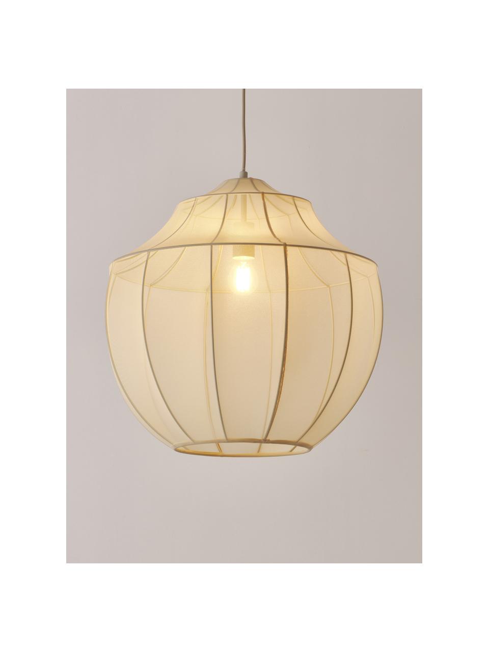 Hanglamp Beau van netstof, Lampenkap: textiel, Baldakijn: gepoedercoat metaal, Lichtbeige, B 52 x H 52 cm