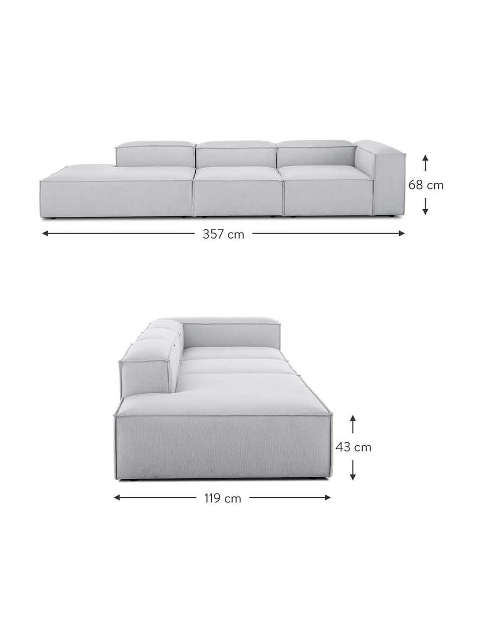Modulárny XL šezlong Lennon, Svetlosivá, Š 357 x H 119 cm, s operadlom napravo
