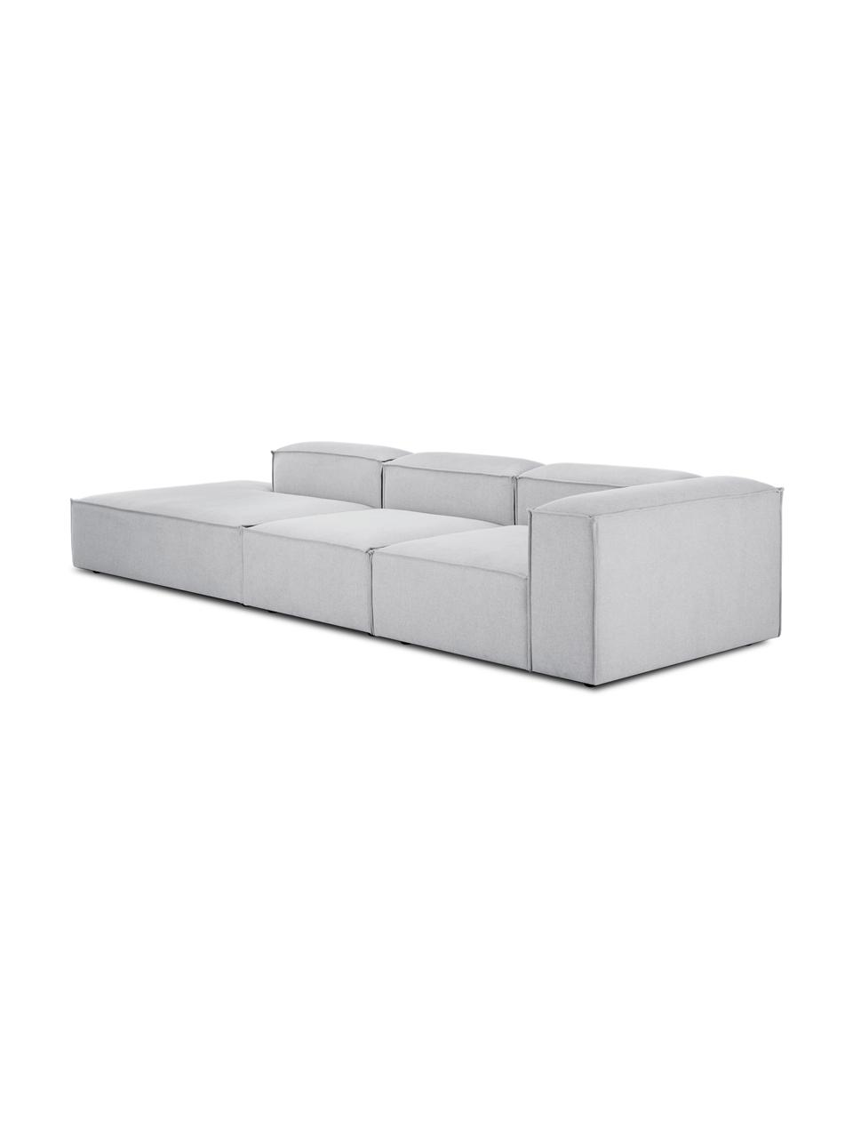 Chaise longue XL componibile Lennon, Rivestimento: 100% poliestere Con 115.0, Struttura: legno di pino massiccio, , Piedini: plastica, Tessuto grigio chiaro, Larg. 357 x Prof. 119 cm, schienale a destra