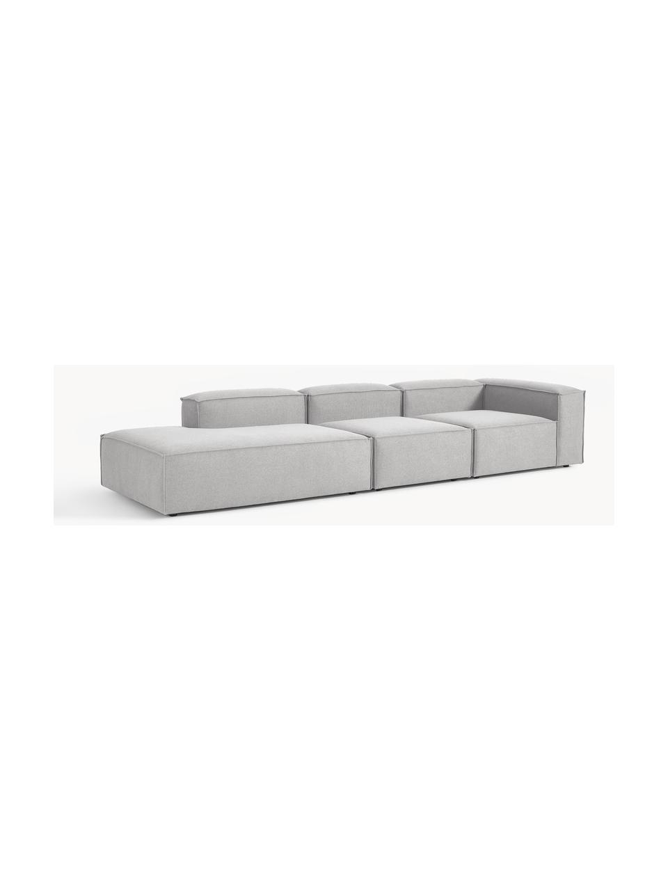 Modulaire XL chaise longue Lennon, Bekleding: 100% polyester De slijtva, Frame: massief grenenhout, multi, Poten: kunststof Dit product is , Geweven stof grijs, B 357 x D 119 cm, armleuning rechts