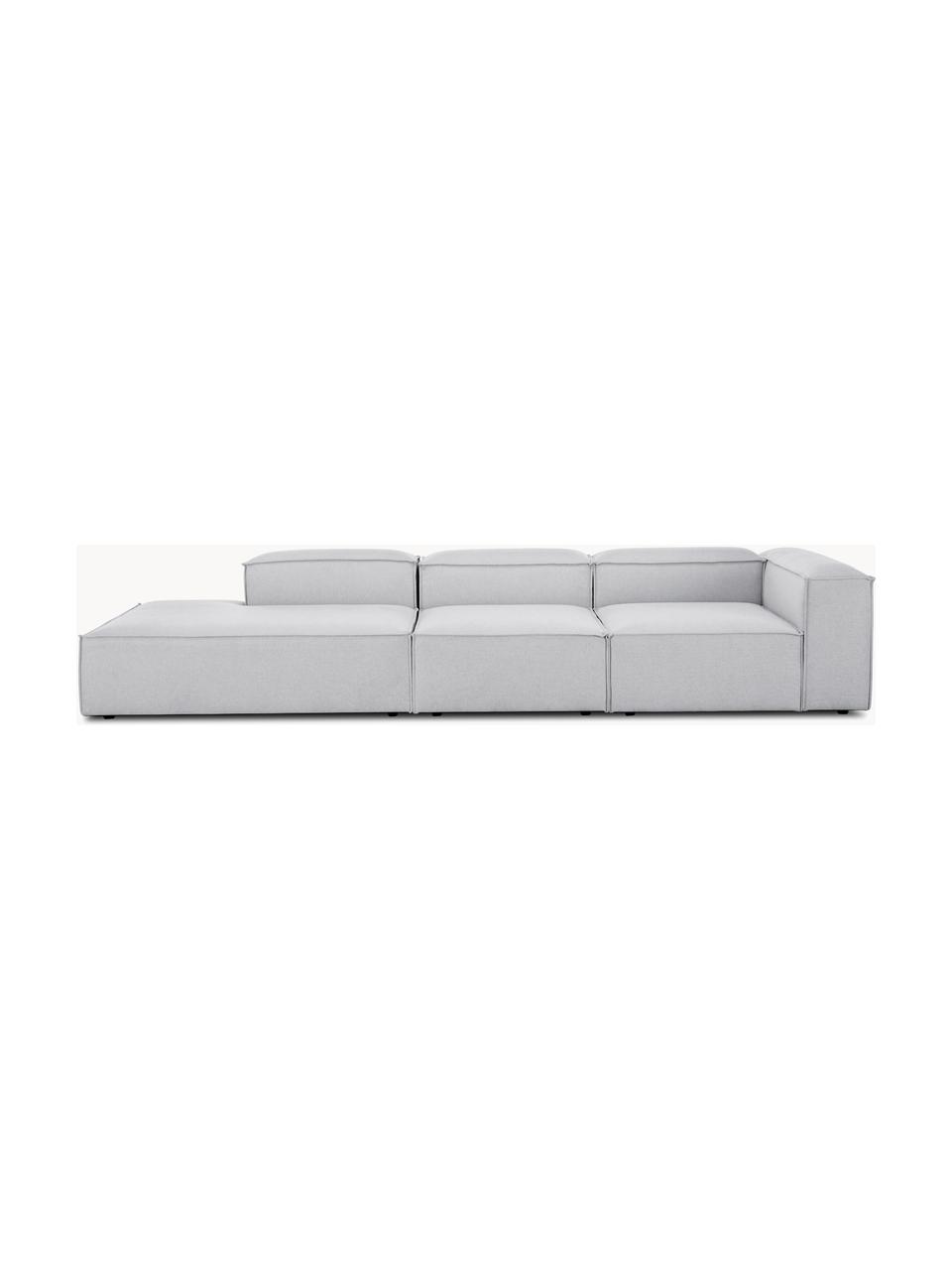 Modulaire XL chaise longue Lennon, Bekleding: 100% polyester De slijtva, Frame: massief grenenhout, multi, Poten: kunststof Dit product is , Geweven stof grijs, B 357 x D 119 cm, armleuning rechts