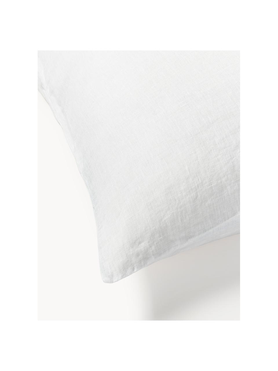 Taie d'oreiller en lin délavé Airy, Blanc, larg. 50 x long. 70 cm