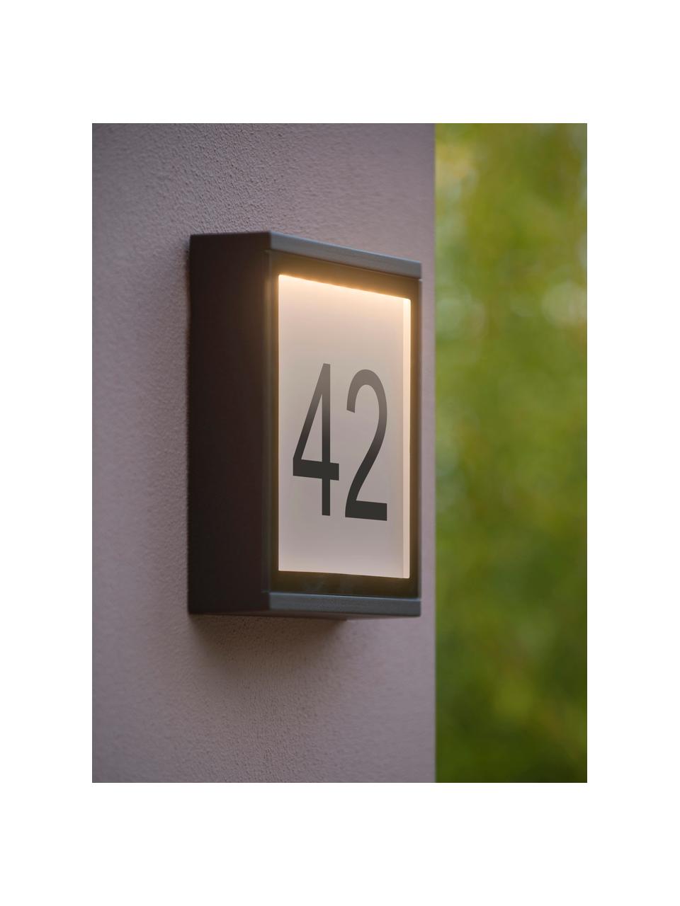 LED-Außenwandleuchte Cadra mit Hausnummer, Schwarz, B 16 x H 20 cm