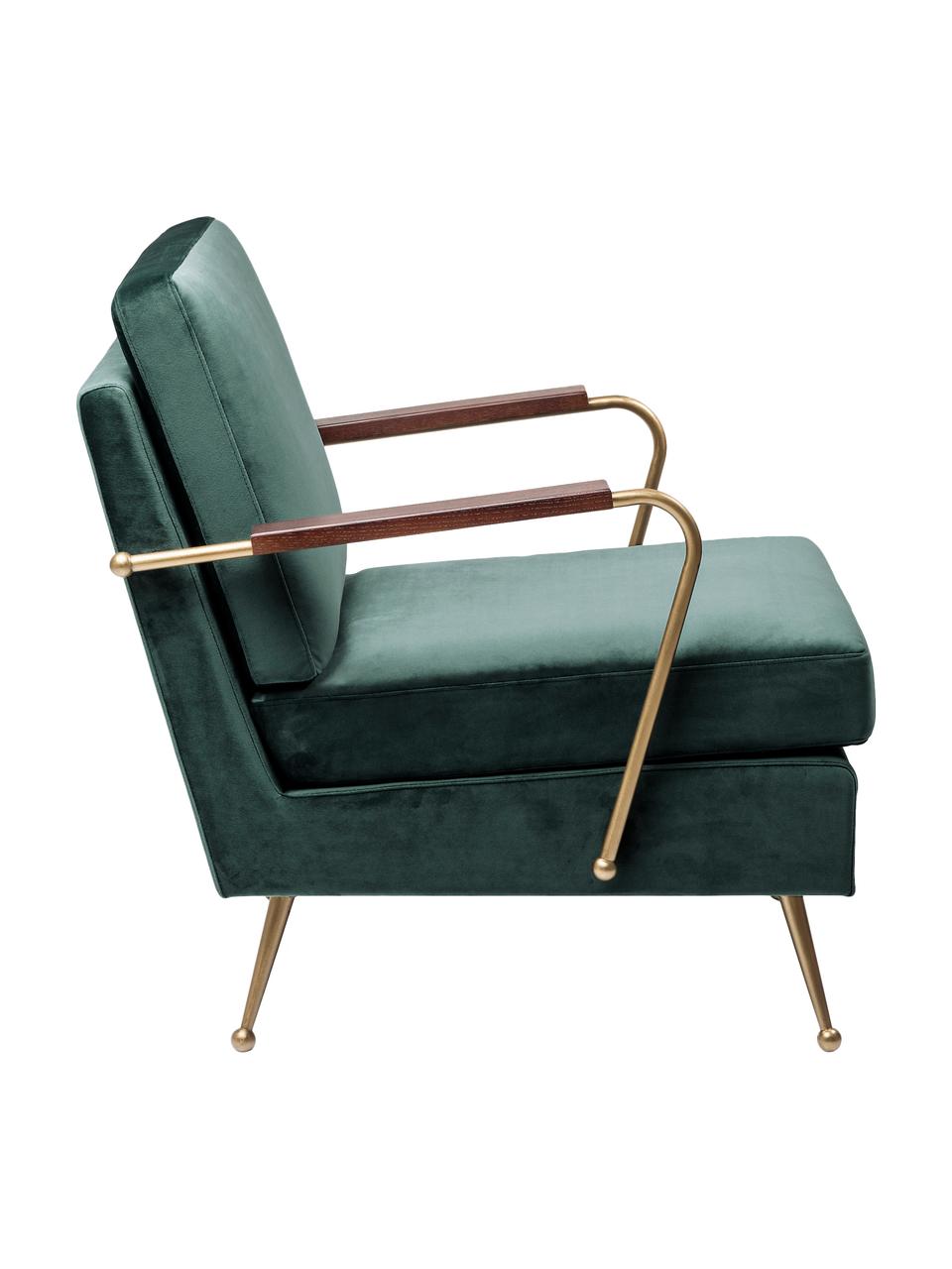 Fauteuil en velours style rétro Gamble, Vert