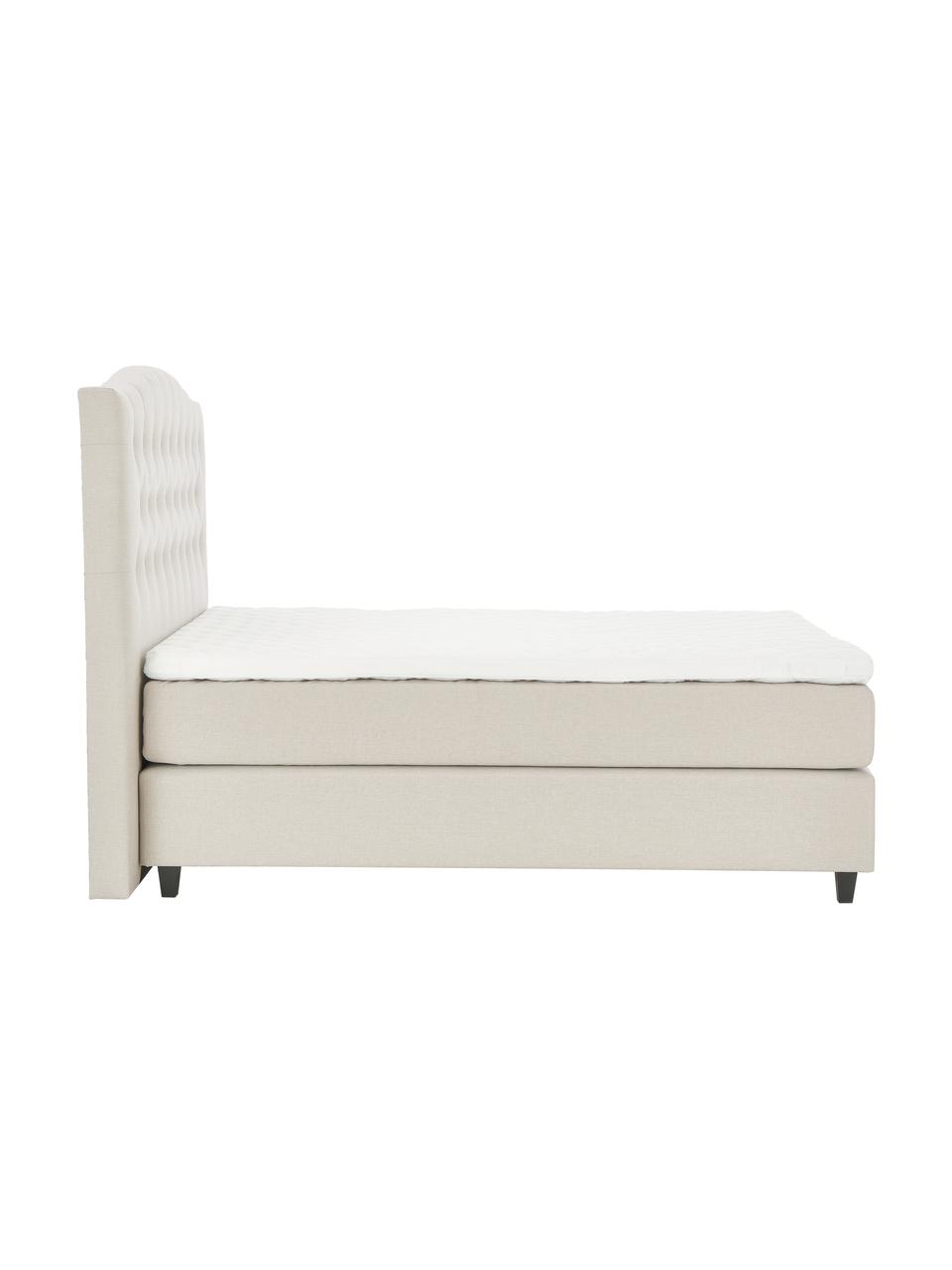 Lit capitonné beige à sommier tapissier premium Royal, Beige