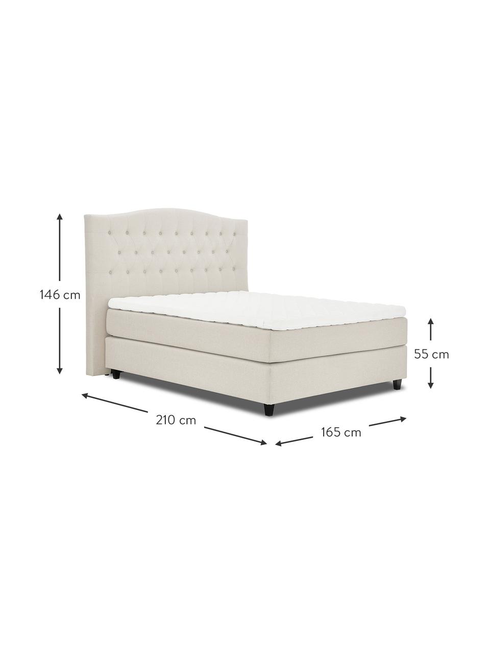 Letto boxspring premium in tessuto beige Royal, Materasso: nucleo a 5 zone di molle , Piedini: legno di betulla massicci, Tessuto beige, 200 x 200 cm