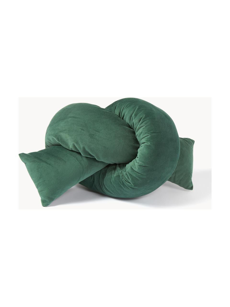 Cuscino decorativo in velluto Knot, Rivestimento: velluto (100% poliestere,, Verde scuro, Larg. 145 x Lung. 33 cm