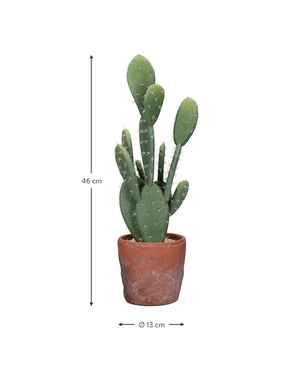 Cactus artificial con maceta Love, Verde, terracota, Ø 13 x Al 46 cm