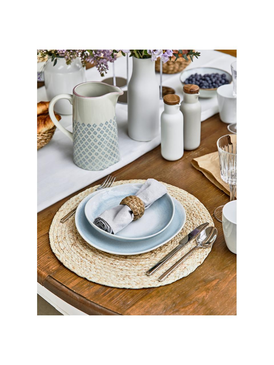 Handbeschilderde waterkan Patrizia met een speels patroon, 2 L, Keramiek, Crèmewit, blauw, roze, 2 L
