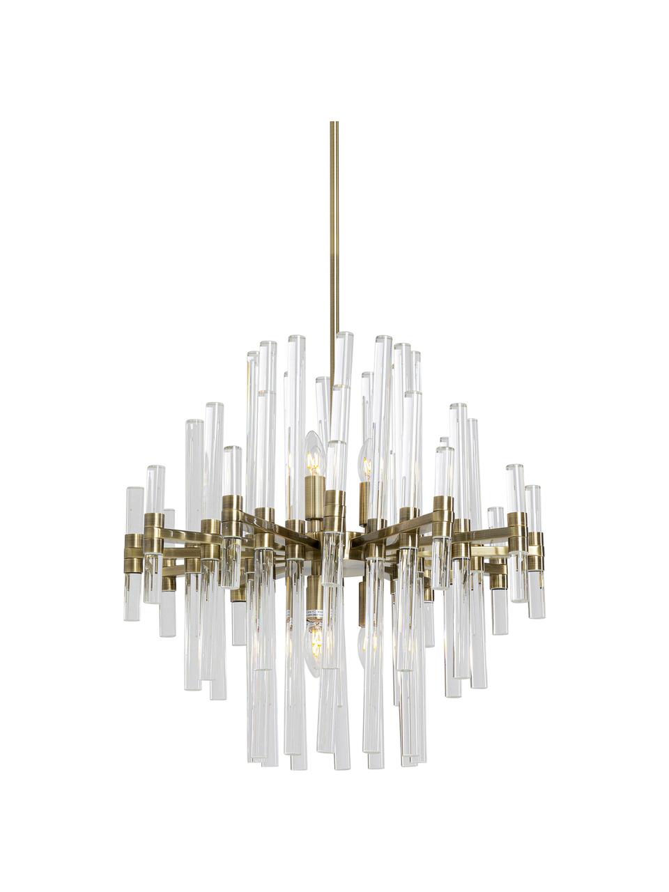 Lámpara de techo grande Carisma, Anclaje: metal recubierto, Estructura: metal recubierto, Transparente, dorado, Ø 60 x Al 58 cm
