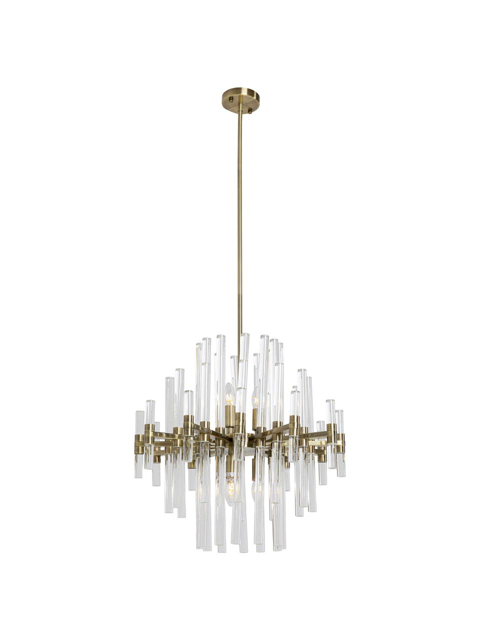 Lámpara de techo grande Carisma, Anclaje: metal recubierto, Estructura: metal recubierto, Transparente, dorado, Ø 60 x Al 58 cm